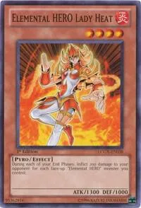Elemental HERO Lady Heat LCGX-EN038 Unlimited Yu-Gi-Oh card from Legendary Collection 2