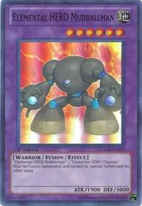 Elemental HERO Mudballman LCGX-EN053 Unlimited Yu-Gi-Oh card from Legendary Collection 2