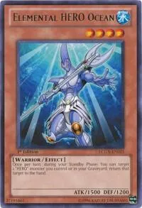 Elemental HERO Ocean LCGX-EN025 Unlimited Yu-Gi-Oh card from Legendary Collection 2