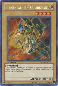 Elemental HERO Sparkman Alt Art LCGX-EN007 Unlimited Yu-Gi-Oh card from Legendary Collection 2