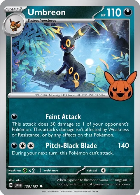 Umbreon #130/197 Pokémon card from Trick or Trade BOOster Bundle 2024