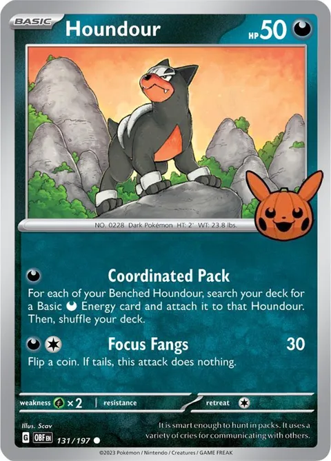 Houndour #131/197 Pokémon card from Trick or Trade BOOster Bundle 2024
