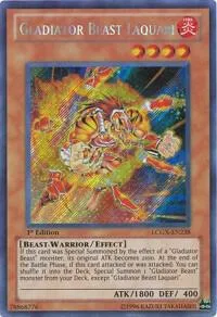 Gladiator Beast Laquari LCGX-EN238 1st Edition Yu-Gi-Oh card from Legendary Collection 2