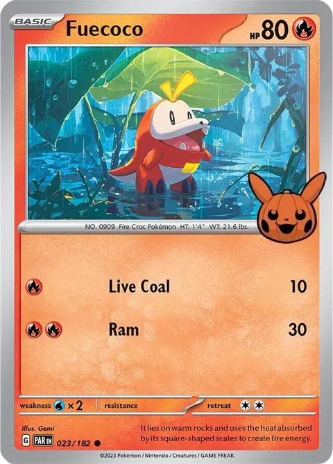 Fuecoco #023/182 Pokémon card from Trick or Trade BOOster Bundle 2024