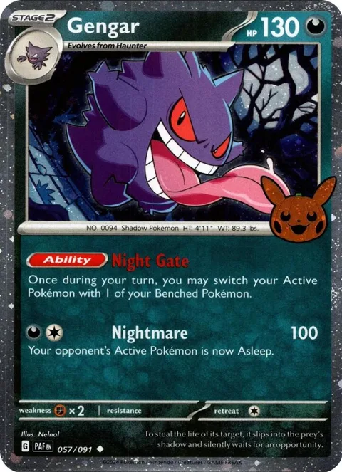 Gengar Cosmos Holo #057/091 Holofoil Pokémon card from Trick or Trade BOOster Bundle 2024