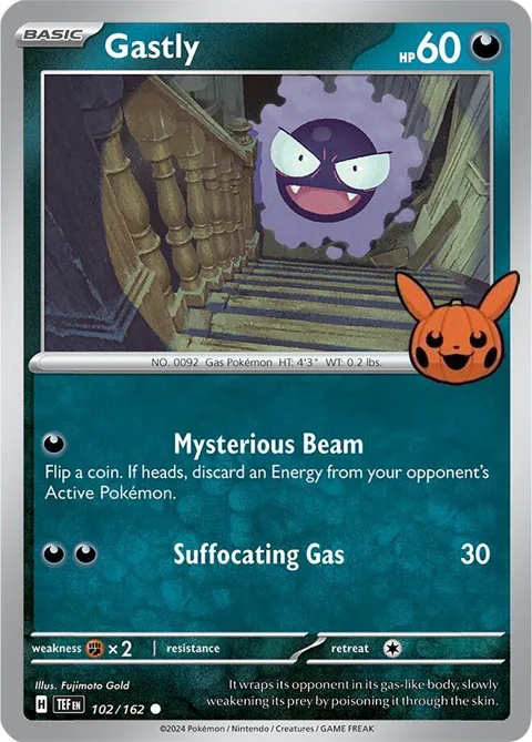 Gastly #102/162 Pokémon card from Trick or Trade BOOster Bundle 2024