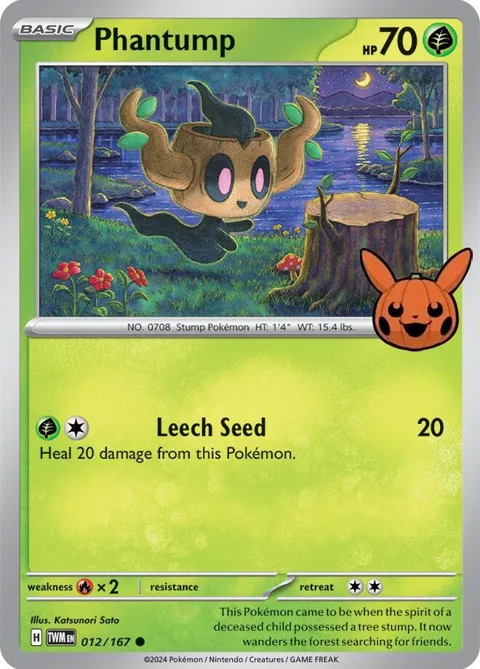 Phantump #012/167 Pokémon card from Trick or Trade BOOster Bundle 2024