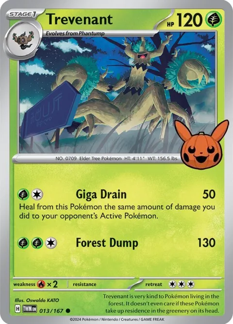Trevenant #013/167 Pokémon card from Trick or Trade BOOster Bundle 2024