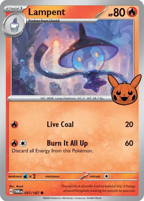 Lampent #037/167 Pokémon card from Trick or Trade BOOster Bundle 2024