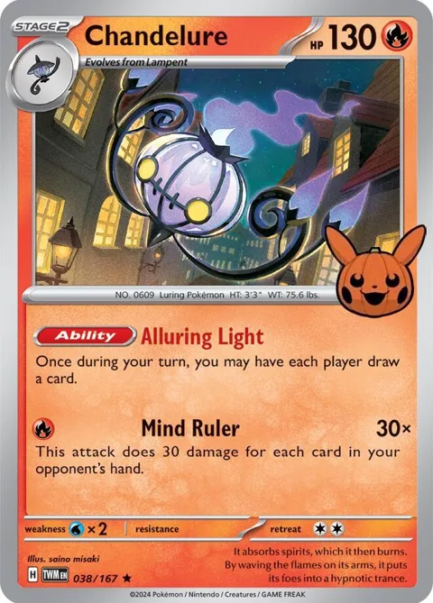 Chandelure #038/167 Pokémon card from Trick or Trade BOOster Bundle 2024