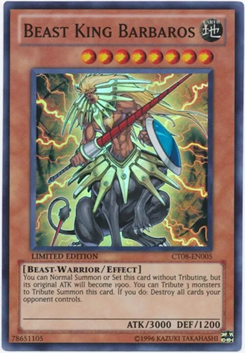 Beast King Barbaros CT08-EN005 Yu-Gi-Oh card from 2011 Collectors Tins