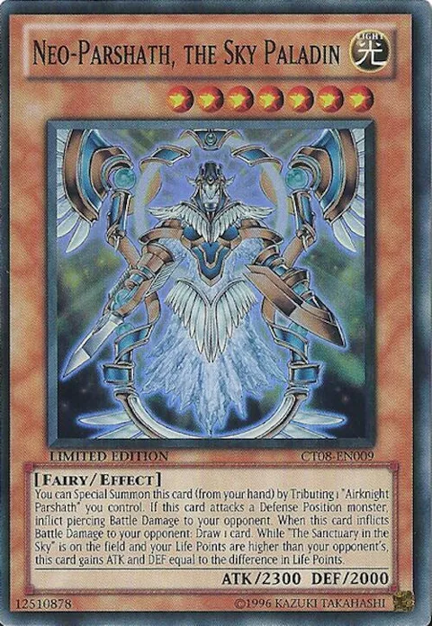 Neo-Parshath, The Sky Paladin CT08-EN009 Yu-Gi-Oh card from 2011 Collectors Tins