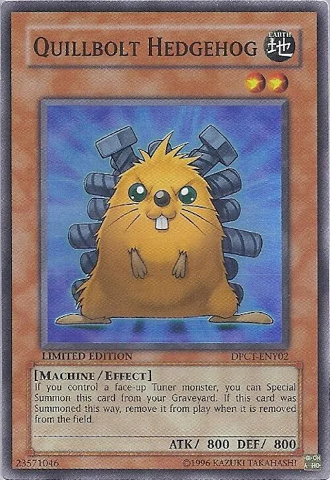Quillbolt Hedgehog DPCT-ENY02 Yu-Gi-Oh card from 2010 Duelist Pack Collection Tin