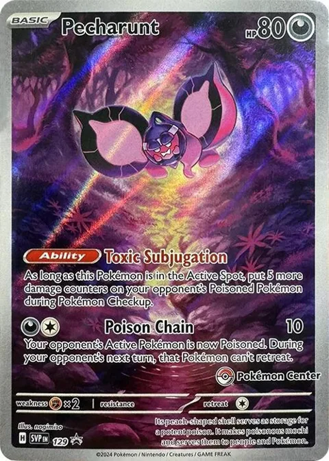 Pecharunt - 129 Pokemon Center Exclusive #129 Holofoil Pokémon card from Scarlet & Violet Promo Cards