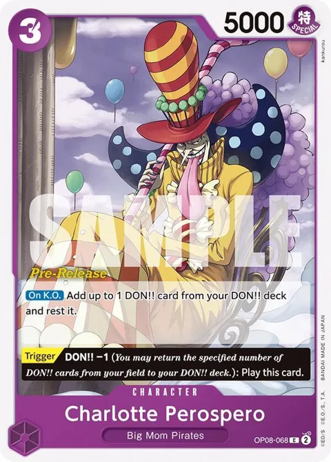 Charlotte Perospero OP08-068 Pre-Release One Piece card from Two Legends Pre-Release Cards