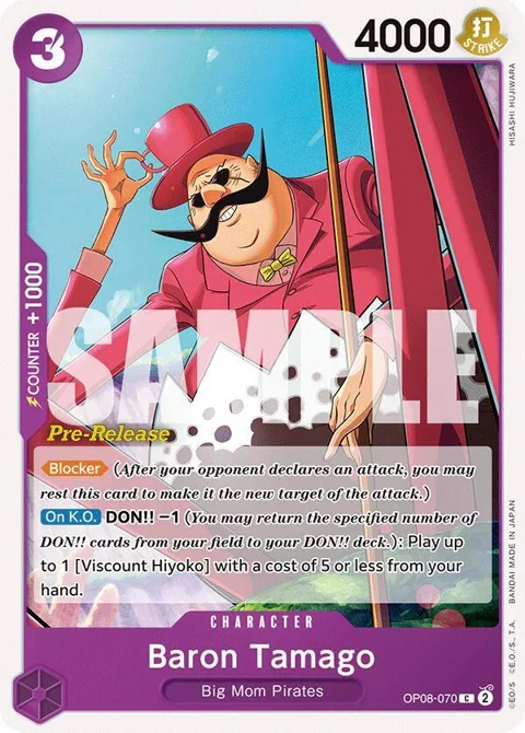 Baron Tamago OP08-070 Pre-Release One Piece card from Two Legends Pre-Release Cards