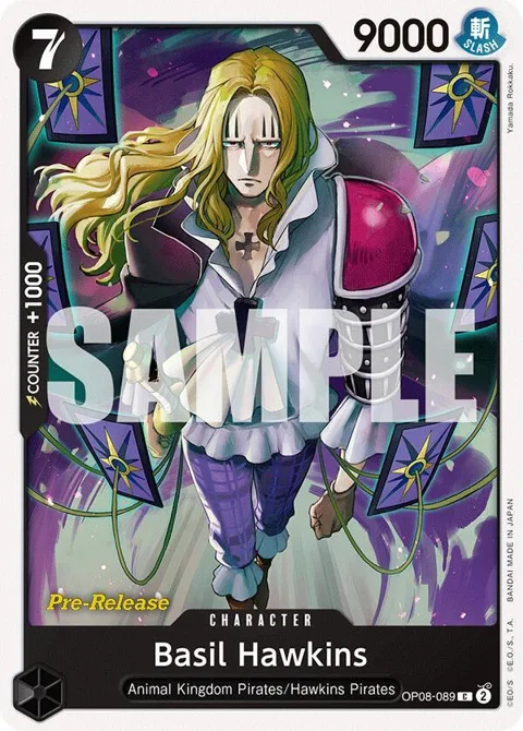 Basil Hawkins OP08-089 Pre-Release One Piece card from Two Legends Pre-Release Cards