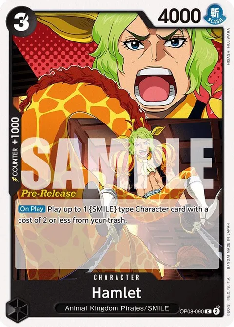 Hamlet OP08-090 Pre-Release One Piece card from Two Legends Pre-Release Cards