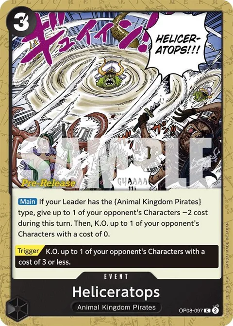 Heliceratops OP08-097 Pre-Release One Piece card from Two Legends Pre-Release Cards