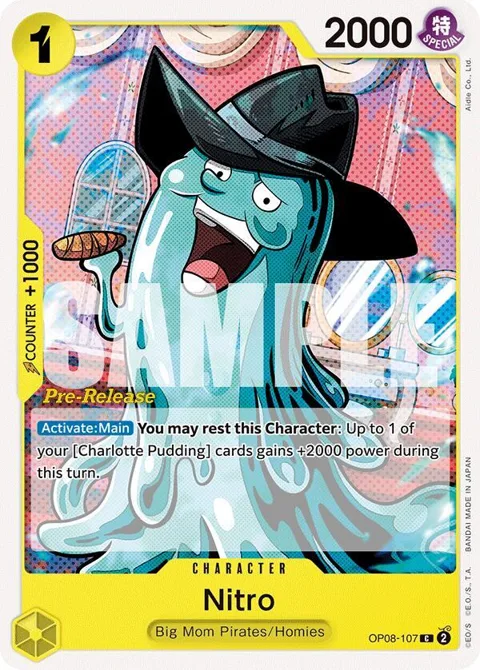 Nitro OP08-107 Pre-Release One Piece card from Two Legends Pre-Release Cards