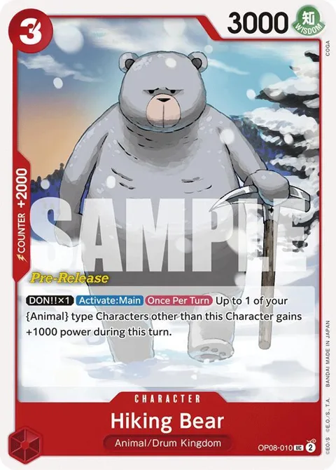 Hiking Bear OP08-010 Pre-Release One Piece card from Two Legends Pre-Release Cards