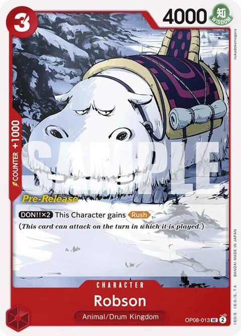 Robson OP08-013 Pre-Release One Piece card from Two Legends Pre-Release Cards
