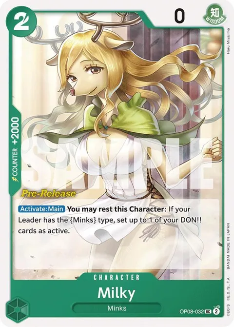 Milky OP08-032 Pre-Release One Piece card from Two Legends Pre-Release Cards
