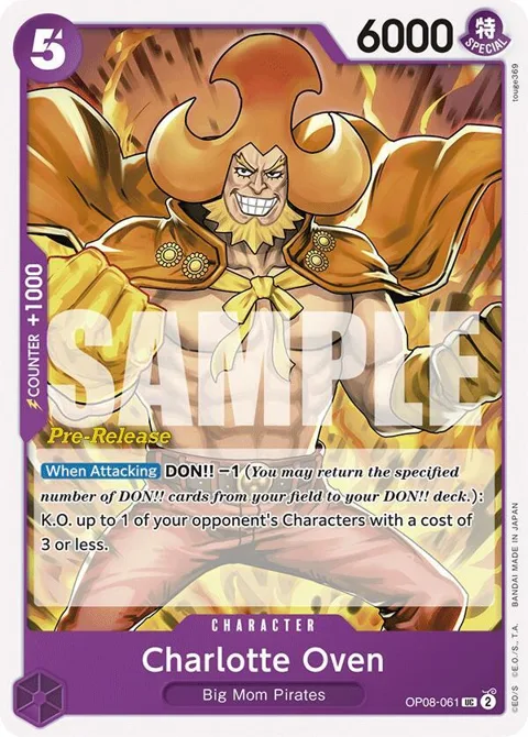 Charlotte Oven OP08-061 Pre-Release One Piece card from Two Legends Pre-Release Cards