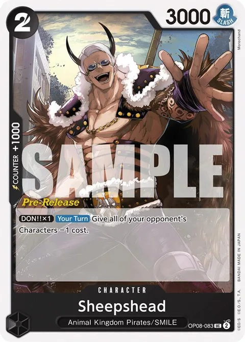 Sheepshead OP08-083 Pre-Release One Piece card from Two Legends Pre-Release Cards