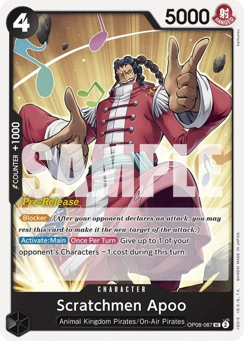 Scratchmen Apoo OP08-087 Pre-Release One Piece card from Two Legends Pre-Release Cards