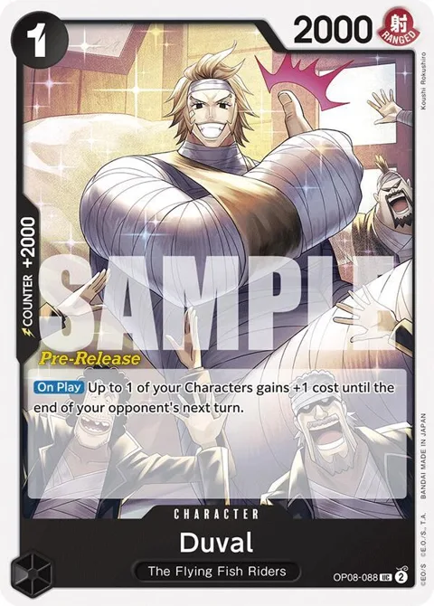 Duval OP08-088 Pre-Release One Piece card from Two Legends Pre-Release Cards