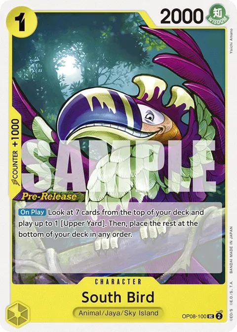 South Bird OP08-100 Pre-Release One Piece card from Two Legends Pre-Release Cards