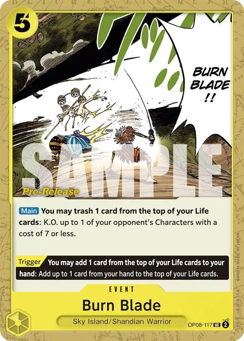 Burn Blade OP08-117 Pre-Release One Piece card from Two Legends Pre-Release Cards