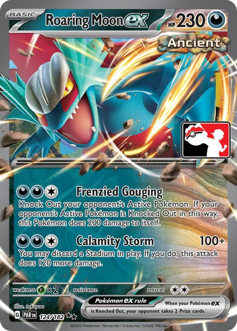 Roaring Moon ex #124/182 Holofoil Pokémon card from Prize Pack Series Cards
