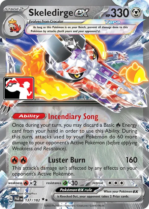 Skeledirge ex #137/182 Holofoil Pokémon card from Prize Pack Series Cards