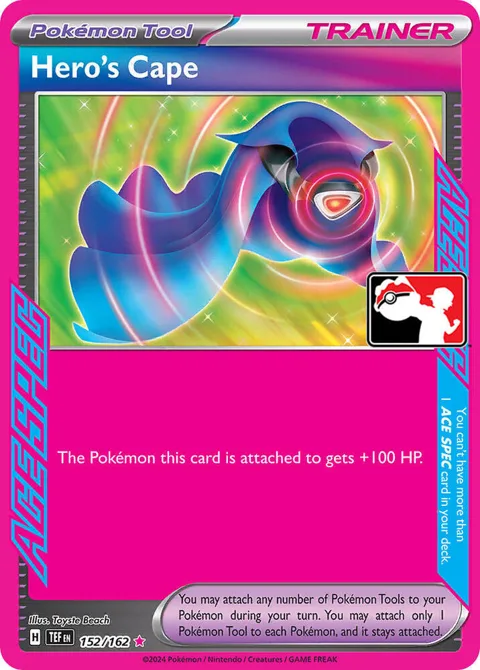 Hero's Cape #152/162 Holofoil Pokémon card from Prize Pack Series Cards