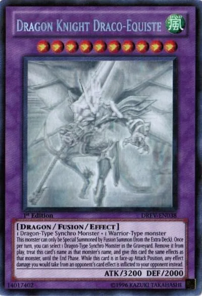 Dragon Knight Draco-Equiste Ghost Rare DREV-EN038 1st Edition Yu-Gi-Oh card from Duelist Revolution