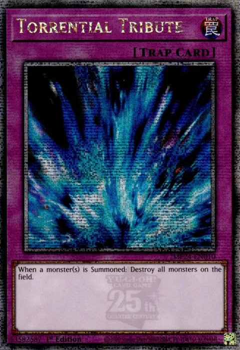 Torrential Tribute Quarter Century Secret Rare MP24-EN010 Yu-Gi-Oh card from 25th Anniversary Tin: Dueling Mirrors