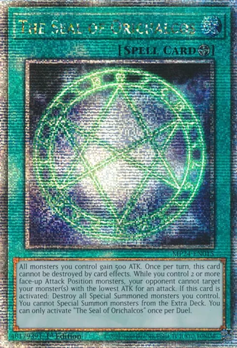 The Seal of Orichalcos Quarter Century Secret Rare MP24-EN015 Yu-Gi-Oh card from 25th Anniversary Tin: Dueling Mirrors