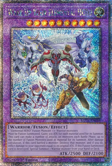 Wake Up Your Elemental HERO Quarter Century Secret Rare MP24-EN018 Yu-Gi-Oh card from 25th Anniversary Tin: Dueling Mirrors