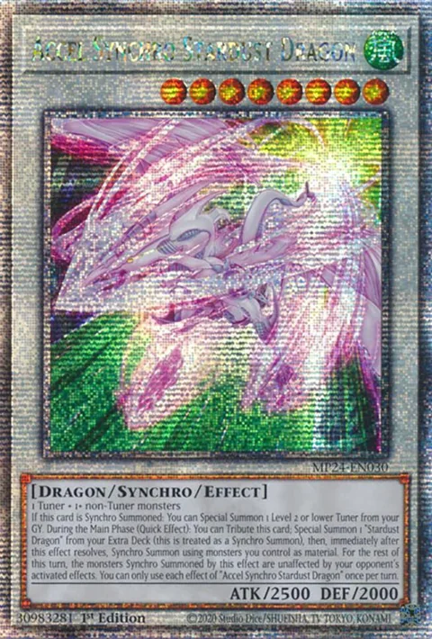 Accel Synchro Stardust Dragon Quarter Century Secret Rare MP24-EN030 Yu-Gi-Oh card from 25th Anniversary Tin: Dueling Mirrors