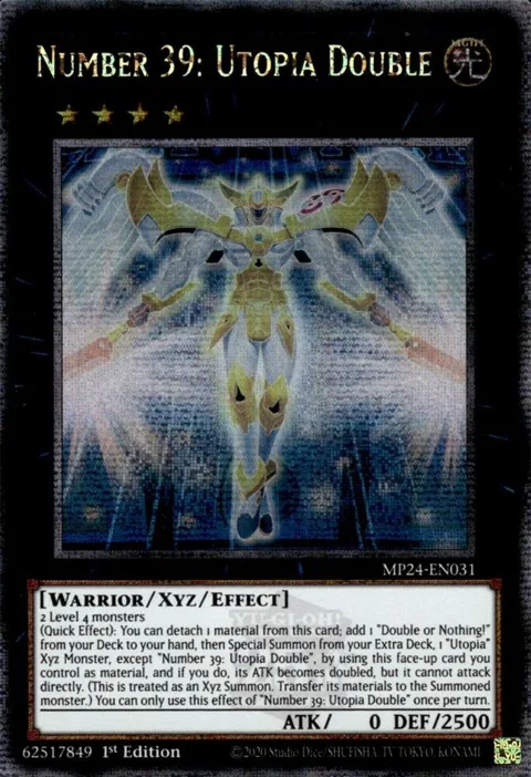 Number 39: Utopia Double Quarter Century Secret Rare MP24-EN031 Yu-Gi-Oh card from 25th Anniversary Tin: Dueling Mirrors