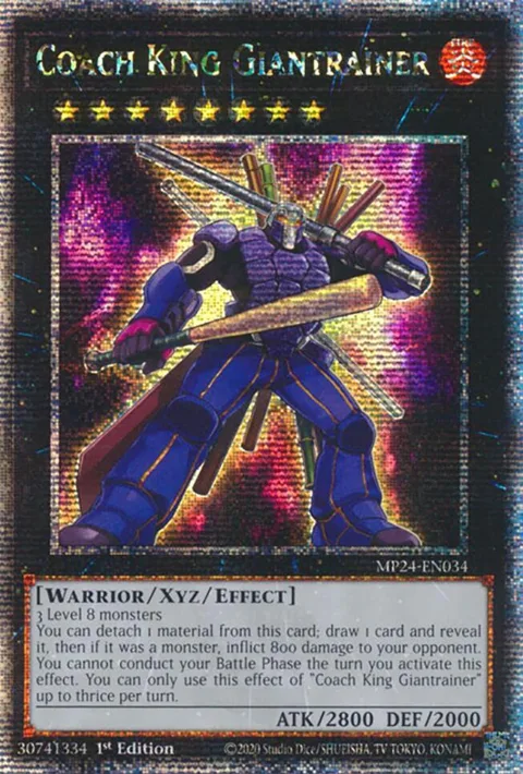Coach King Giantrainer Quarter Century Secret Rare MP24-EN034 Yu-Gi-Oh card from 25th Anniversary Tin: Dueling Mirrors