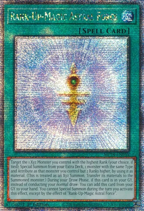 Rank-Up-Magic Astral Force Quarter Century Secret Rare MP24-EN035 Yu-Gi-Oh card from 25th Anniversary Tin: Dueling Mirrors