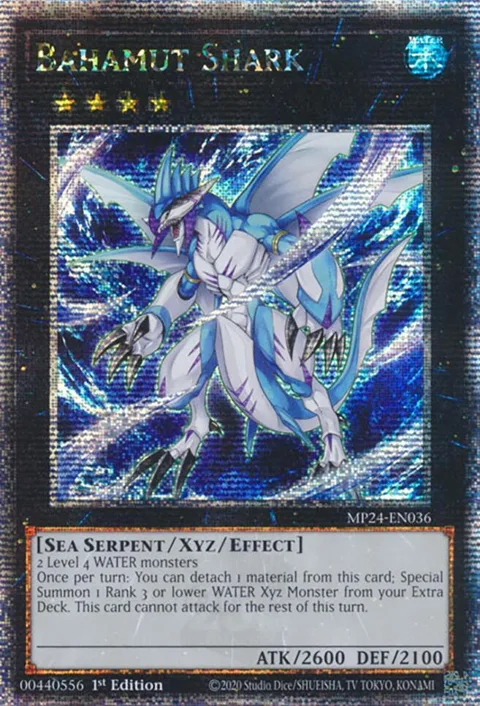 Bahamut Shark Quarter Century Secret Rare MP24-EN036 Yu-Gi-Oh card from 25th Anniversary Tin: Dueling Mirrors