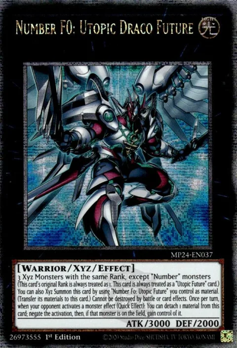 Number F0: Utopic Draco Future Quarter Century Secret Rare MP24-EN037 Yu-Gi-Oh card from 25th Anniversary Tin: Dueling Mirrors