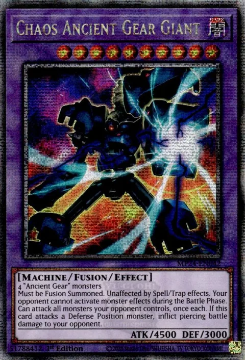Chaos Ancient Gear Giant Quarter Century Secret Rare MP24-EN042 Yu-Gi-Oh card from 25th Anniversary Tin: Dueling Mirrors