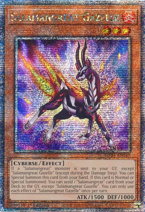 Salamangreat Gazelle Quarter Century Secret Rare MP24-EN049 Yu-Gi-Oh card from 25th Anniversary Tin: Dueling Mirrors