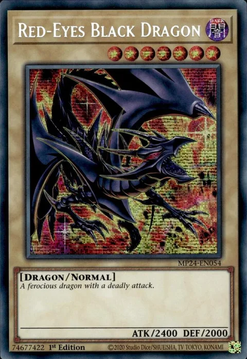 Red-Eyes Black Dragon Alt Art MP24-EN054 Yu-Gi-Oh card from 25th Anniversary Tin: Dueling Mirrors