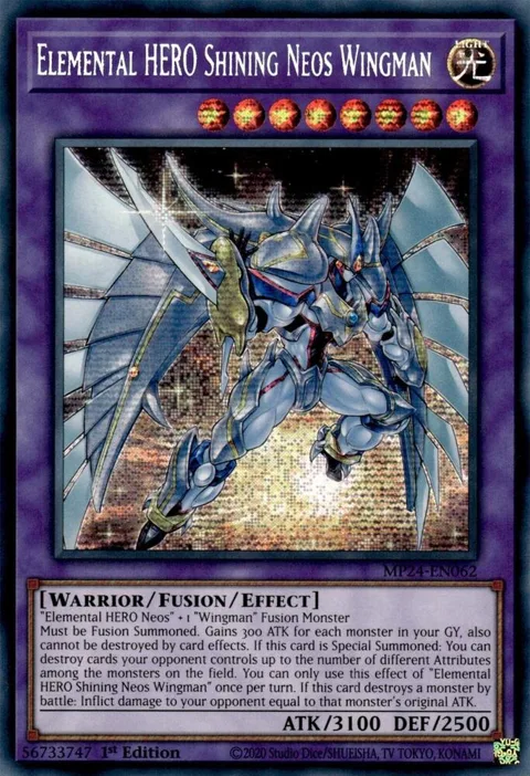 Elemental HERO Shining Neos Wingman MP24-EN062 Yu-Gi-Oh card from 25th Anniversary Tin: Dueling Mirrors